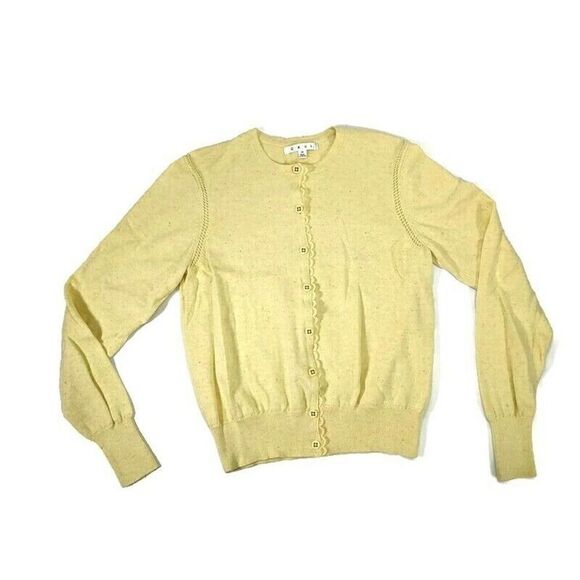 Cabi Cardigan Sweater Yellow Size Medium Lace Confetti Sunny Sunshine Academia - Picture 3 of 14